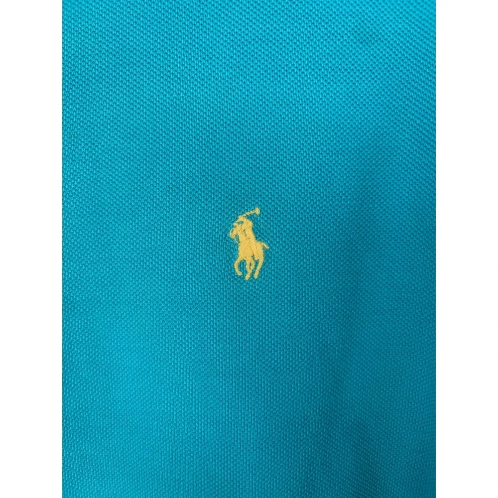 Vintage Polo Ralph Lauren Mens Turquoise Blue Pique Polo Shirt Made in USA Med